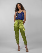 Metallic Blue Net Blouson Top