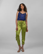 Metallic Blue Net Blouson Top