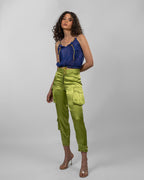 Metallic Blue Net Blouson Top
