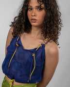 Metallic Blue Net Blouson Top