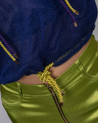 Metallic Blue Net Blouson Top