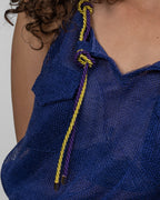 Metallic Blue Net Blouson Top