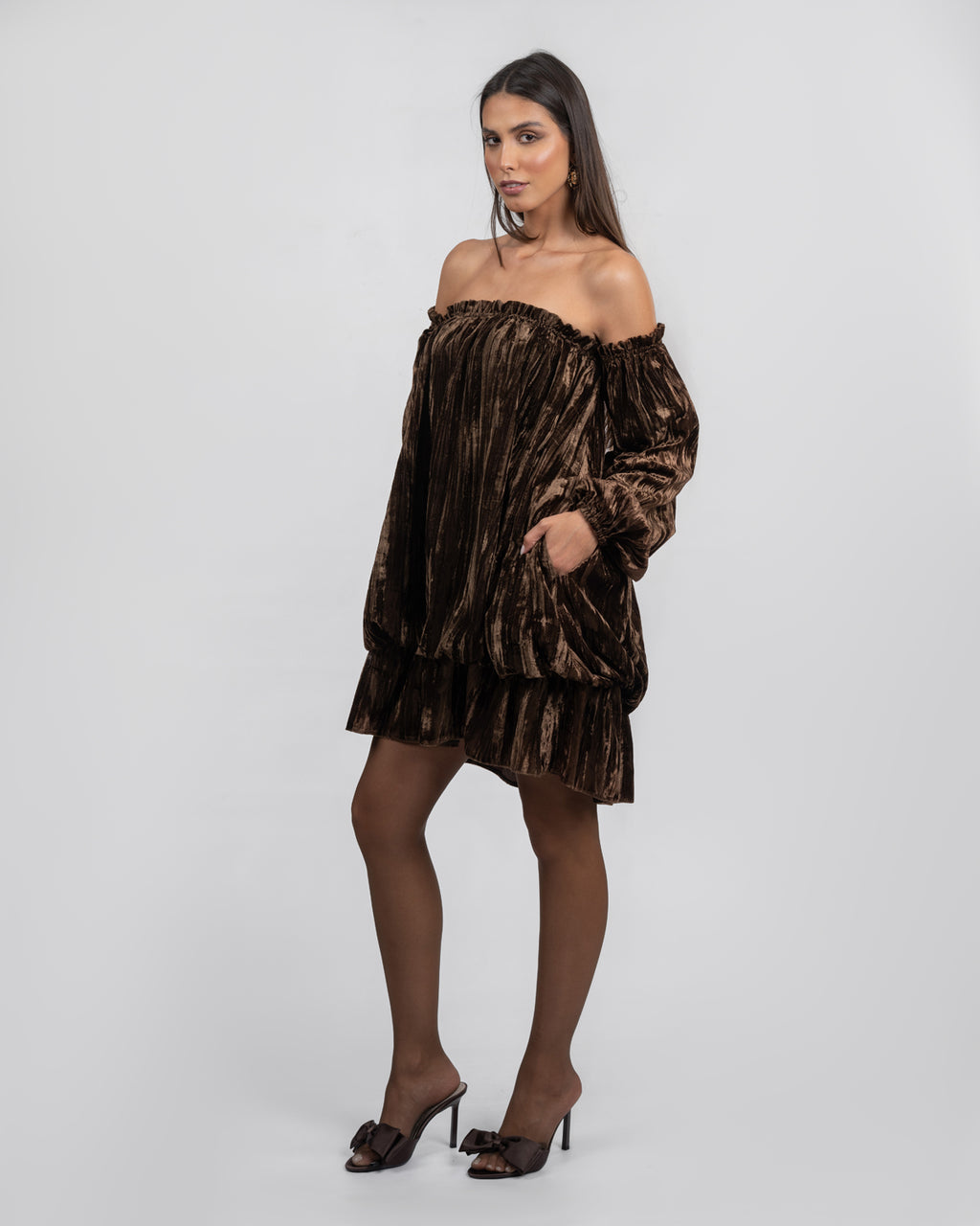 Off-Shoulder Velvet Mini Dress