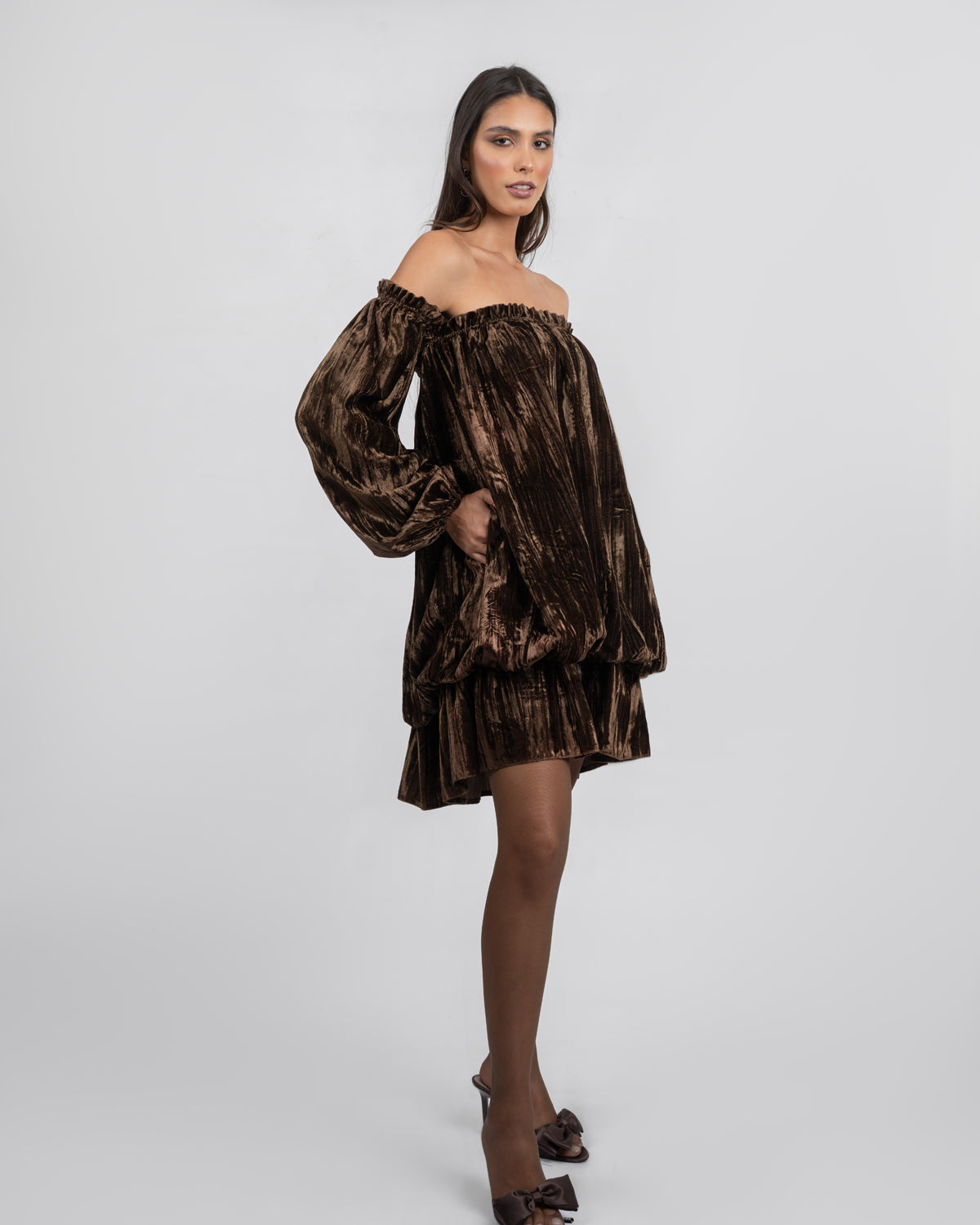 Off-Shoulder Velvet Mini Dress