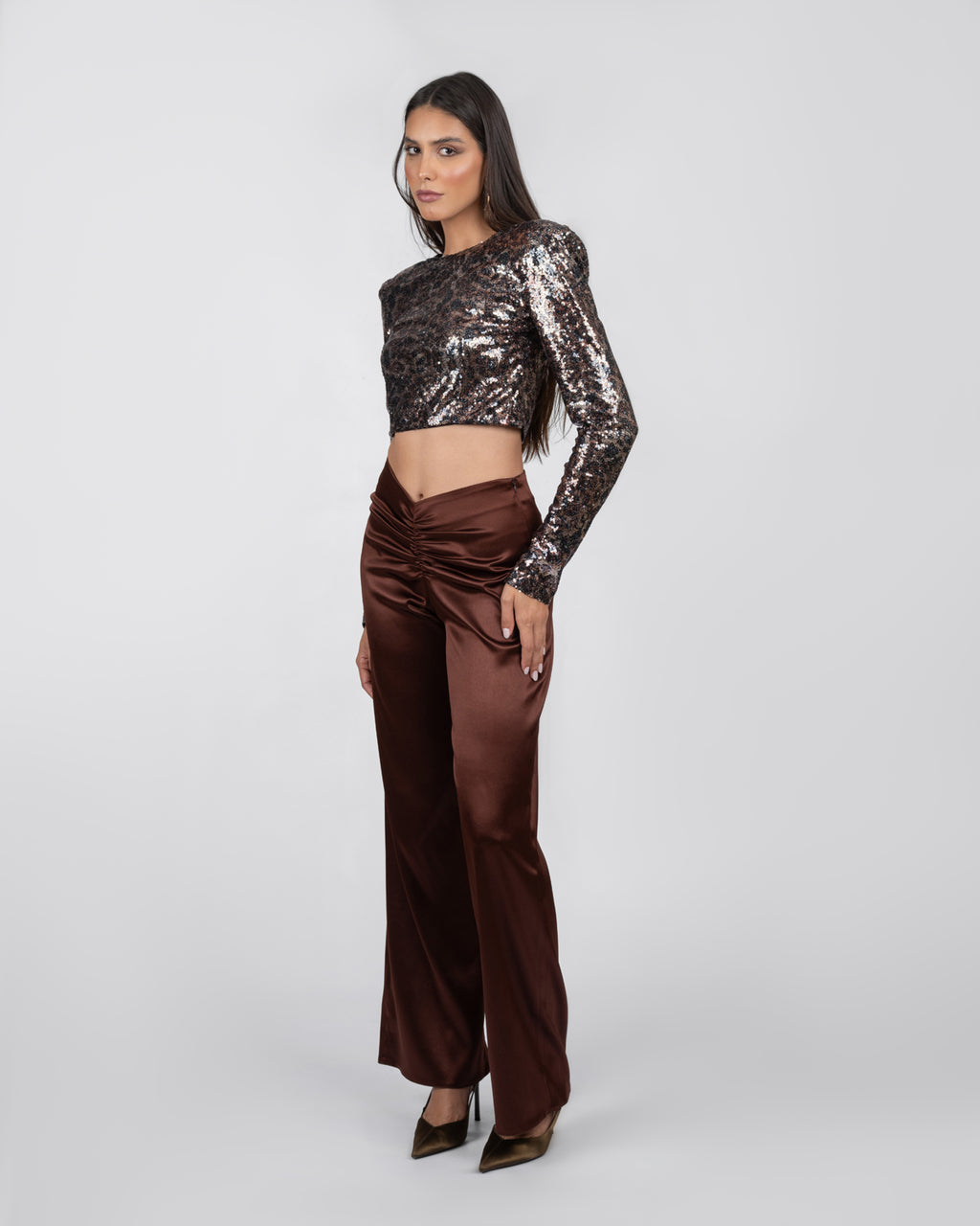 Brown Satin Trousers