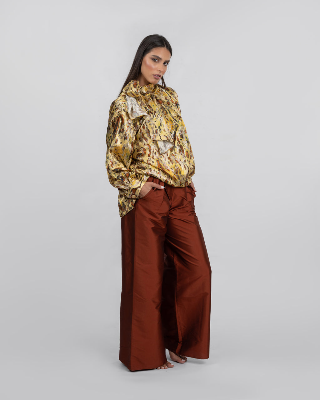 Animal-Print Oversized Blouse