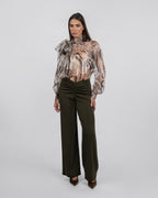 Organza Animal Print Oversized Blouse