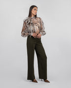 Organza Animal Print Oversized Blouse