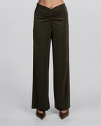 Luxurious olive crepe trousers