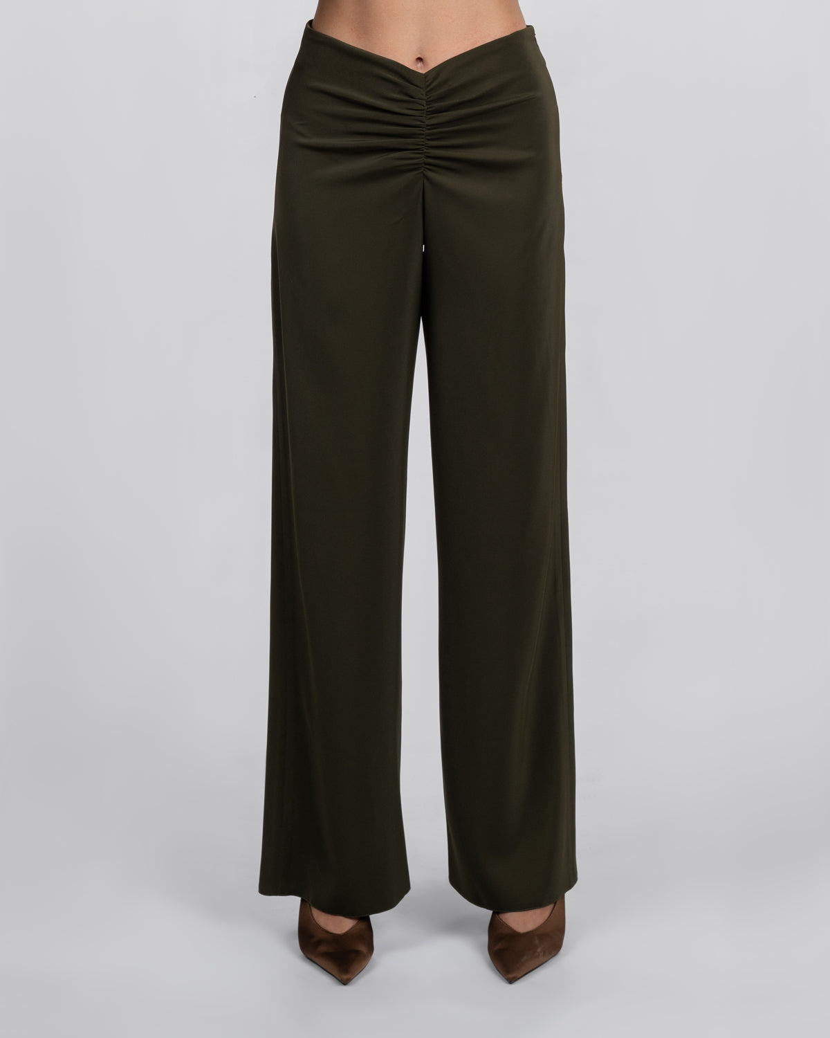 Luxurious olive crepe trousers