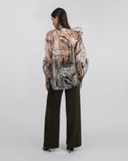 Organza Animal Print Oversized Blouse