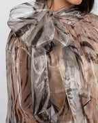 Organza Animal Print Oversized Blouse