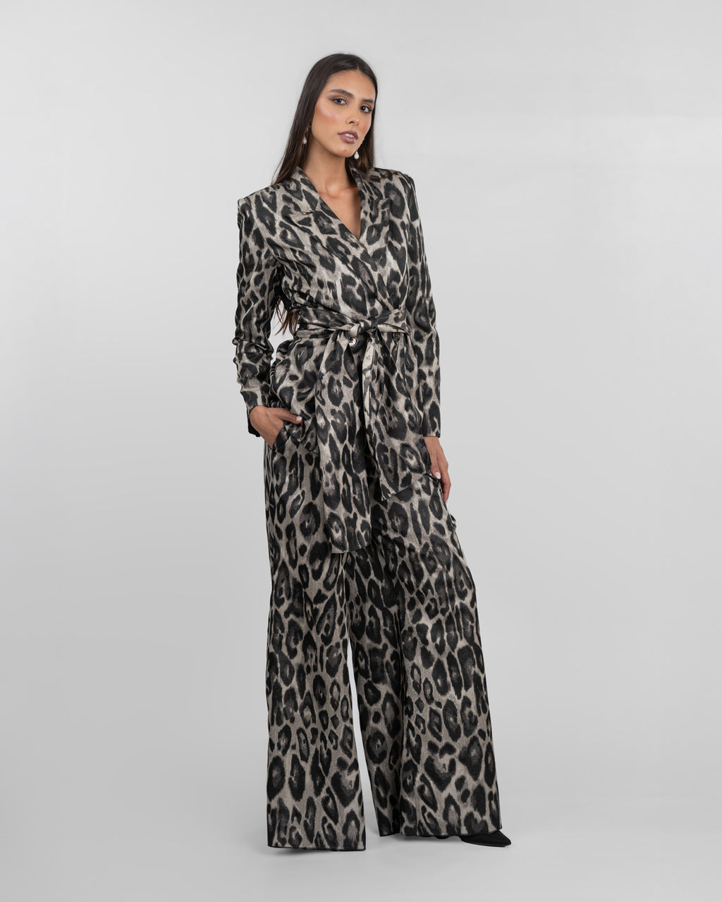 Set of Wrapped Oversized Blazer & Wide-Leg Trousers
