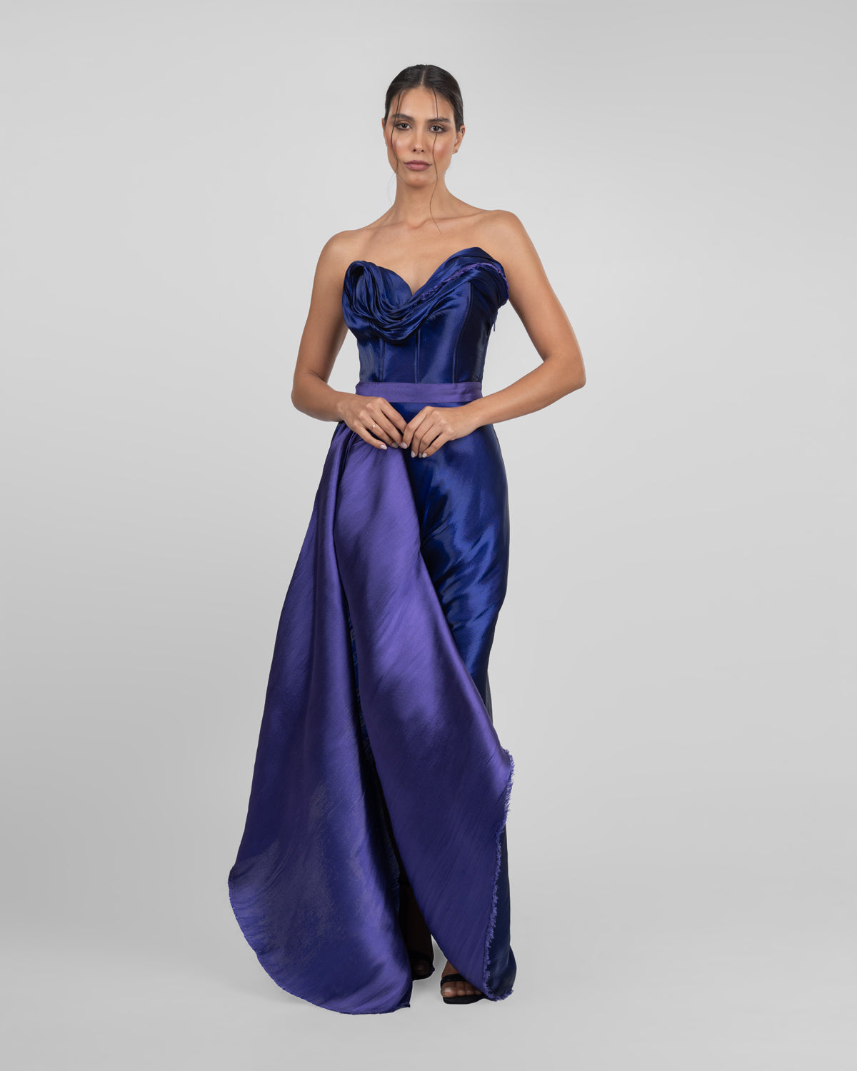 Strapless Two-Tone Draped Gown