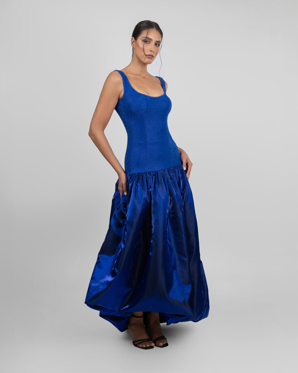 Asymmetric Crystal Bloom Gown