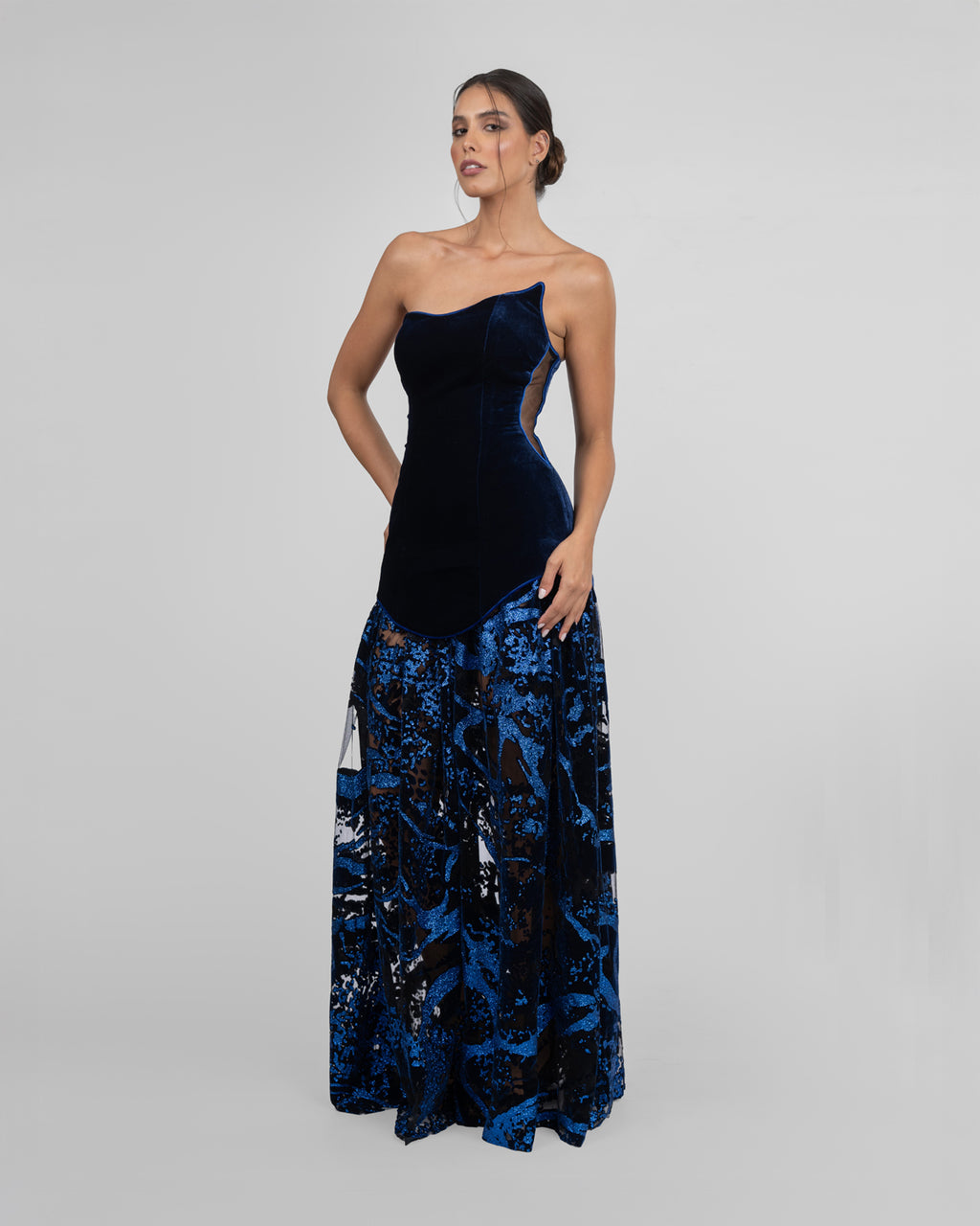 Velvet Statement Strapless Gown