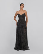 Black Tulle Embroidered Corset Gown