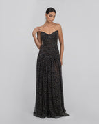 Black Tulle Embroidered Corset Gown