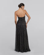 Black Tulle Embroidered Corset Gown