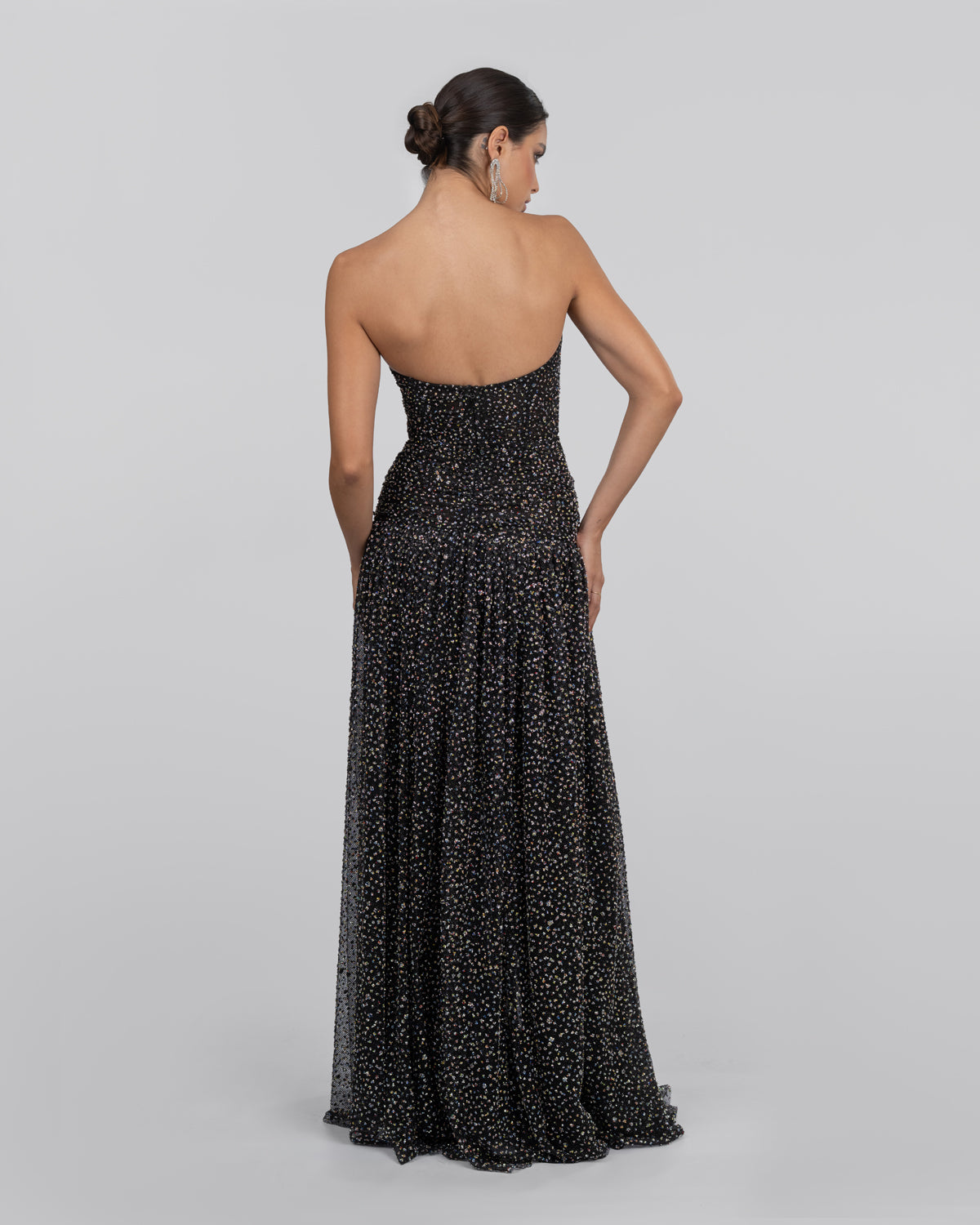 Black Tulle Embroidered Corset Gown
