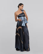 Shimmery Blue One-Shoulder Gown