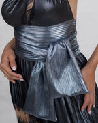 Shimmery Blue One-Shoulder Gown