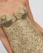 Gold Refined French Lace Midi Dress