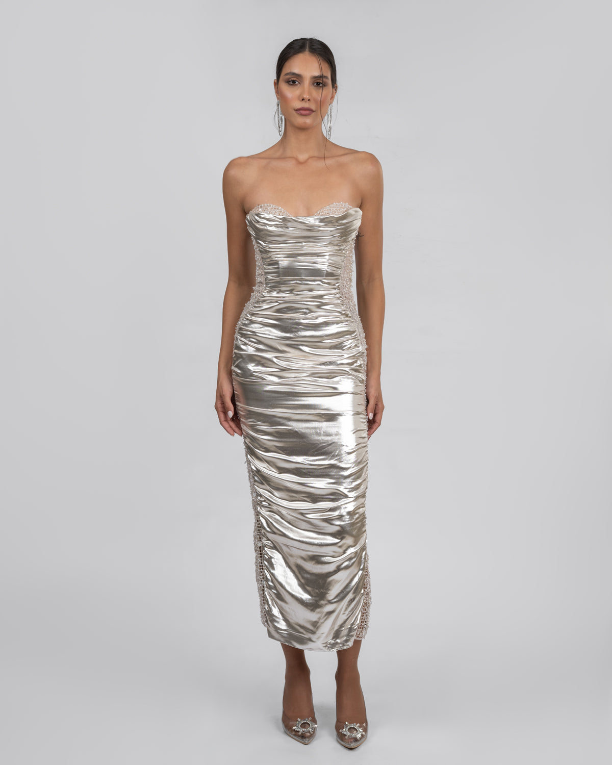 Metallic Strapless dress