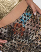 Gold Leather Corset & French Lace Skirt