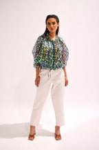 Printed Organza Balloon Top