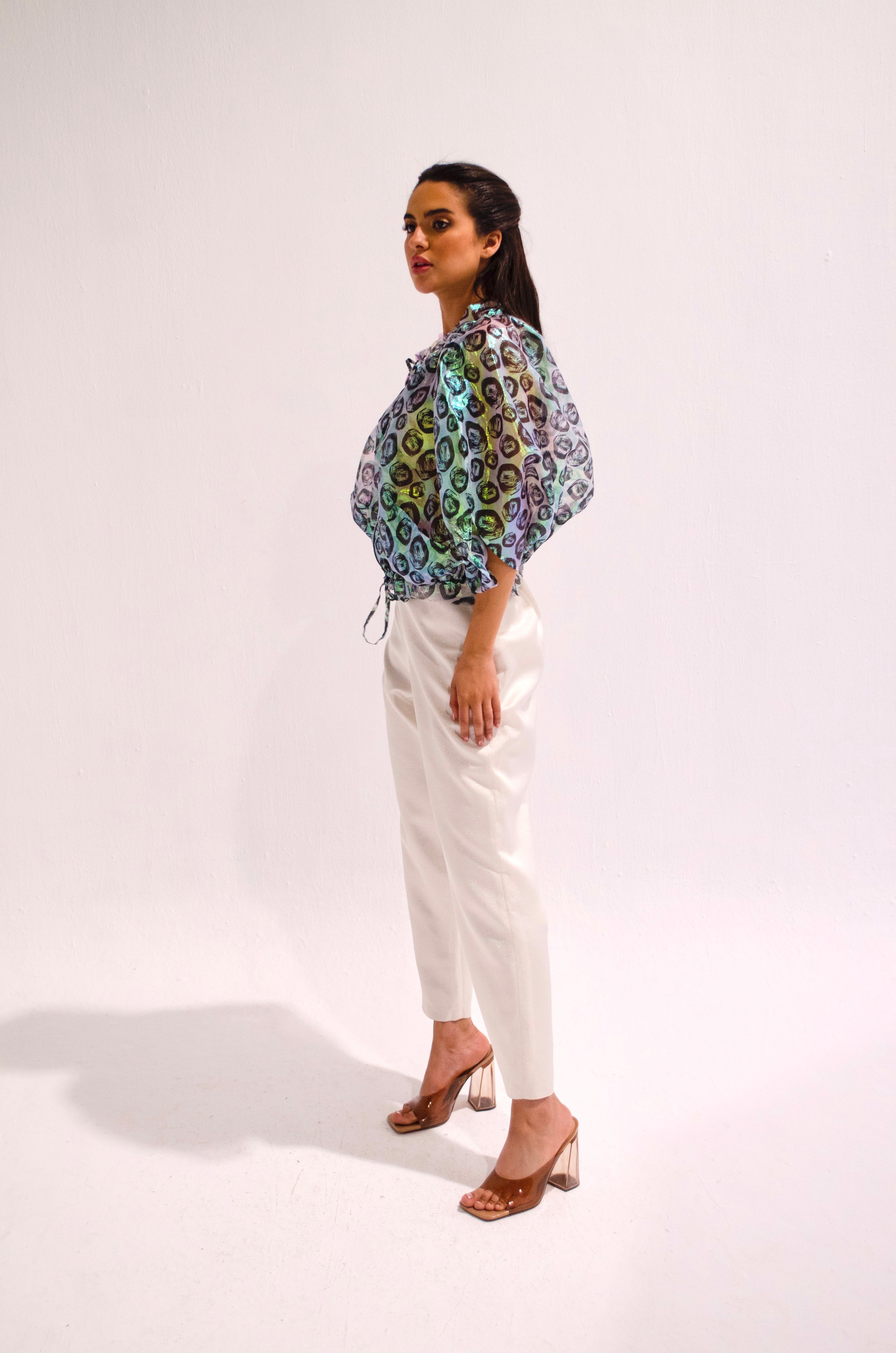 Printed Organza Balloon Top