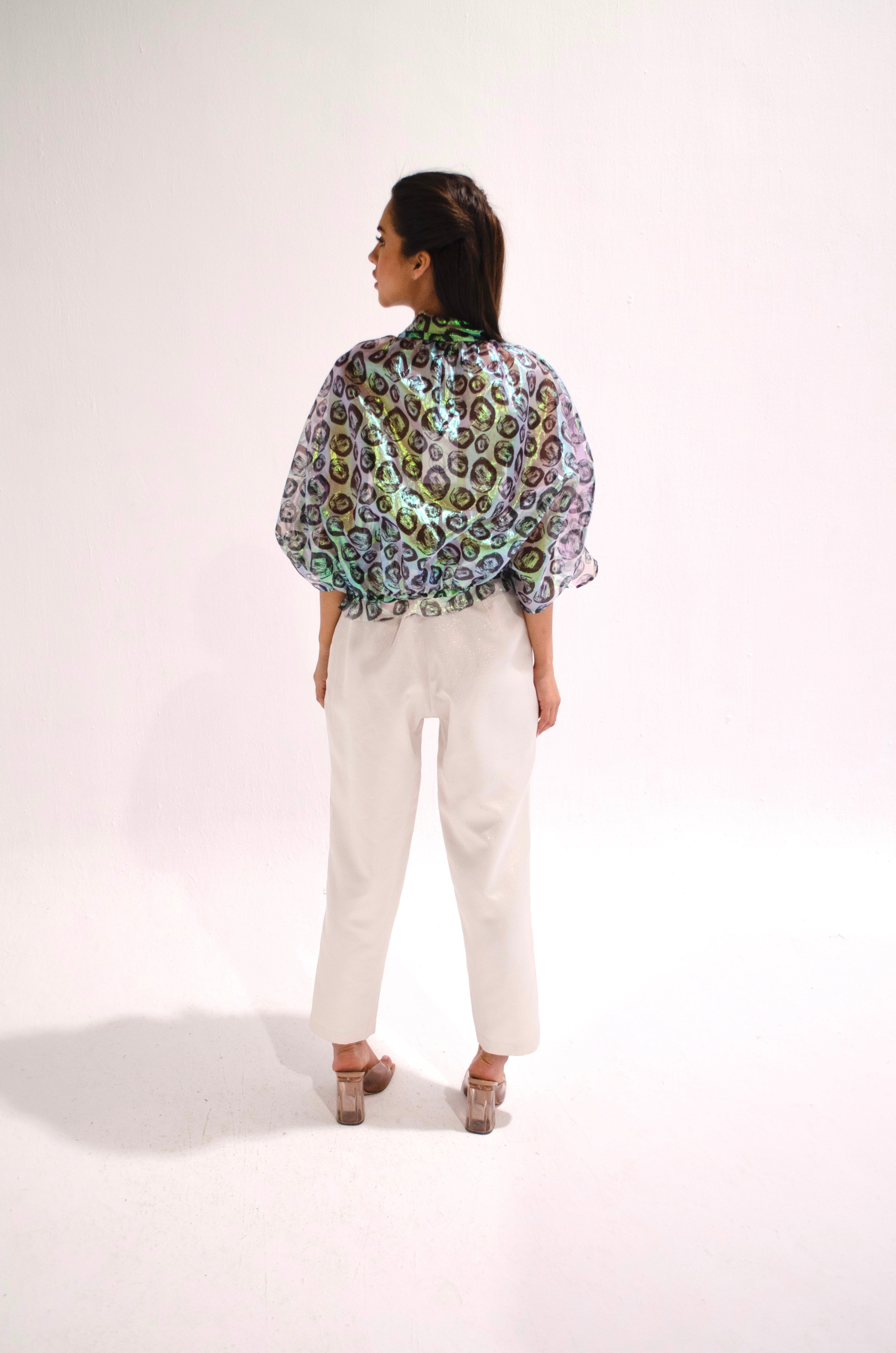 Printed Organza Balloon Top