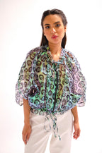 Printed Organza Balloon Top