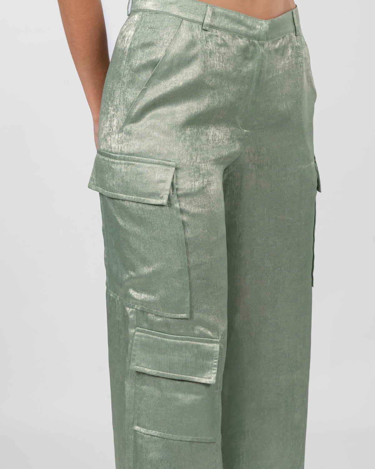 Shimmery baby blue cargo pants