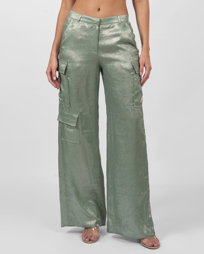 Shimmery baby blue cargo pants