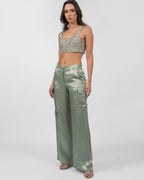 Shimmery baby blue cargo pants