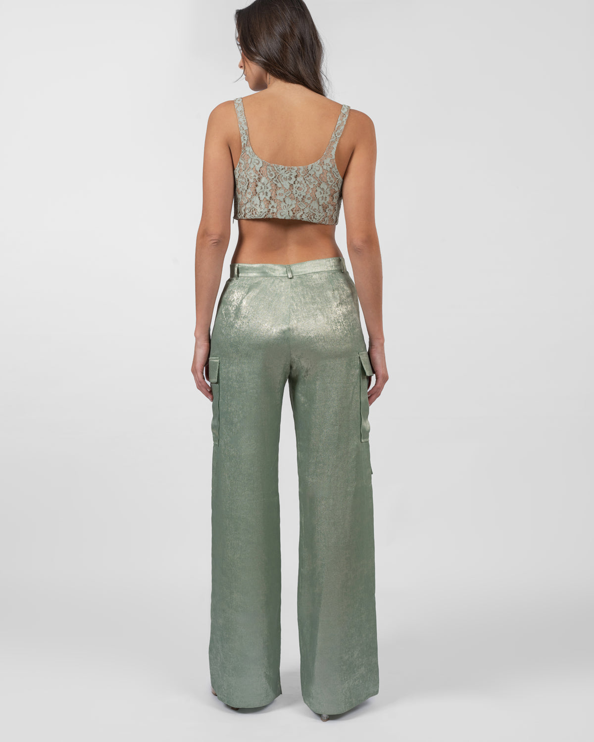 Shimmery baby blue cargo pants