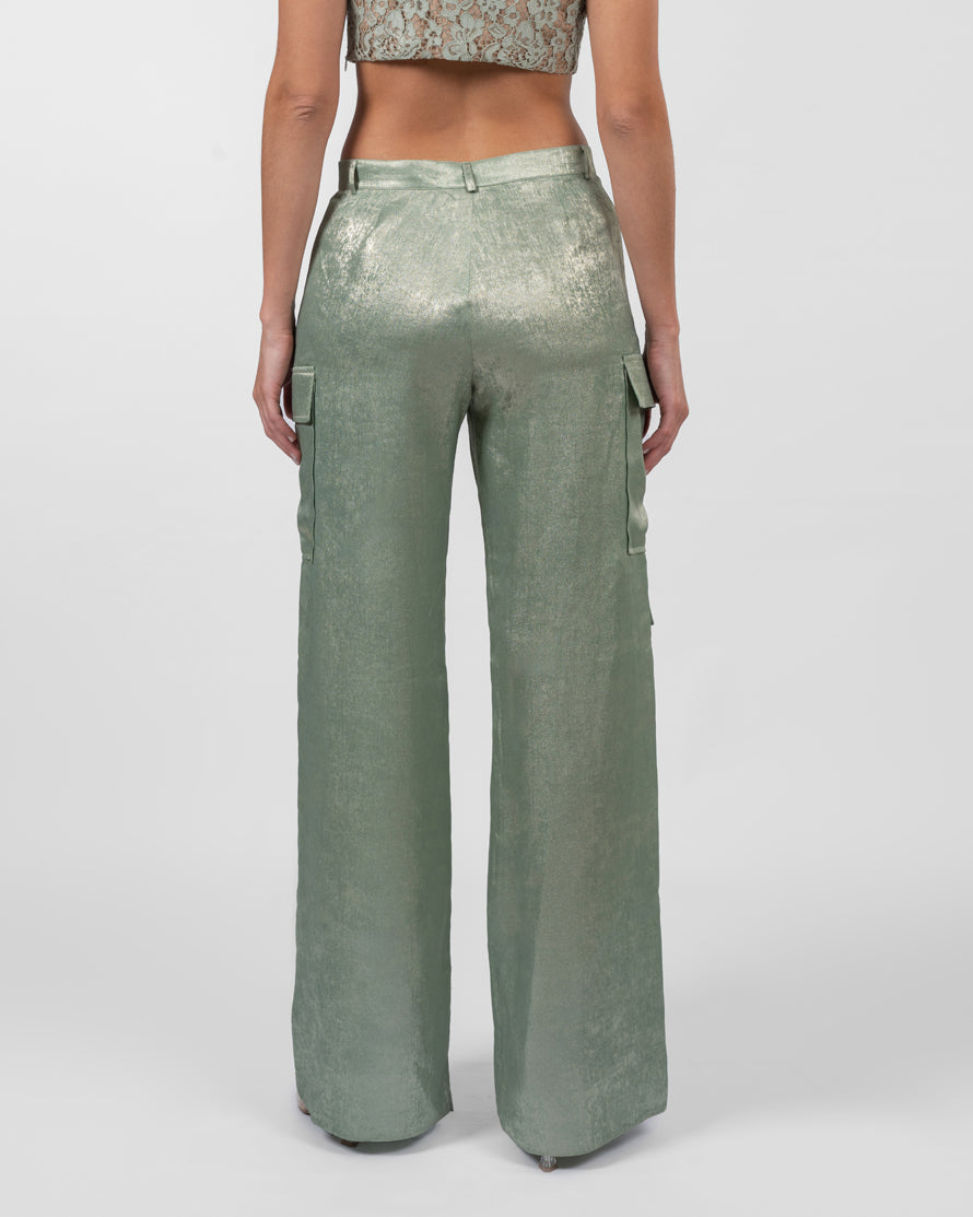 Shimmery baby blue cargo pants