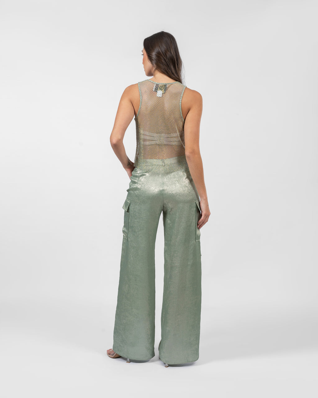 Shimmery baby blue cargo pants
