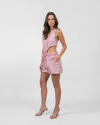 Shimmery Pink Cut-Out Romper