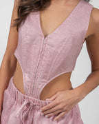 Shimmery Pink Cut-Out Romper