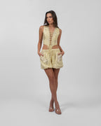 Shimmery Yellow Cut-Out Romper