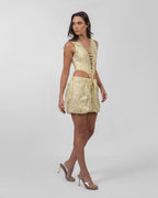 Shimmery Yellow Cut-Out Romper