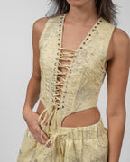 Shimmery Yellow Cut-Out Romper