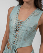 Shimmery Pastel Blue Cut-Out Romper