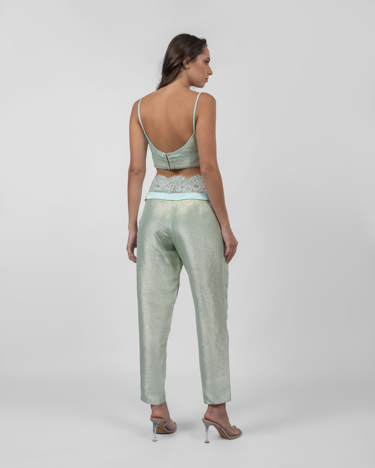 Pistachio Satin Brocade Bralette