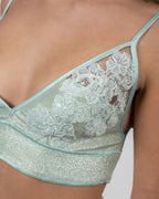 Pistachio Satin Brocade Bralette
