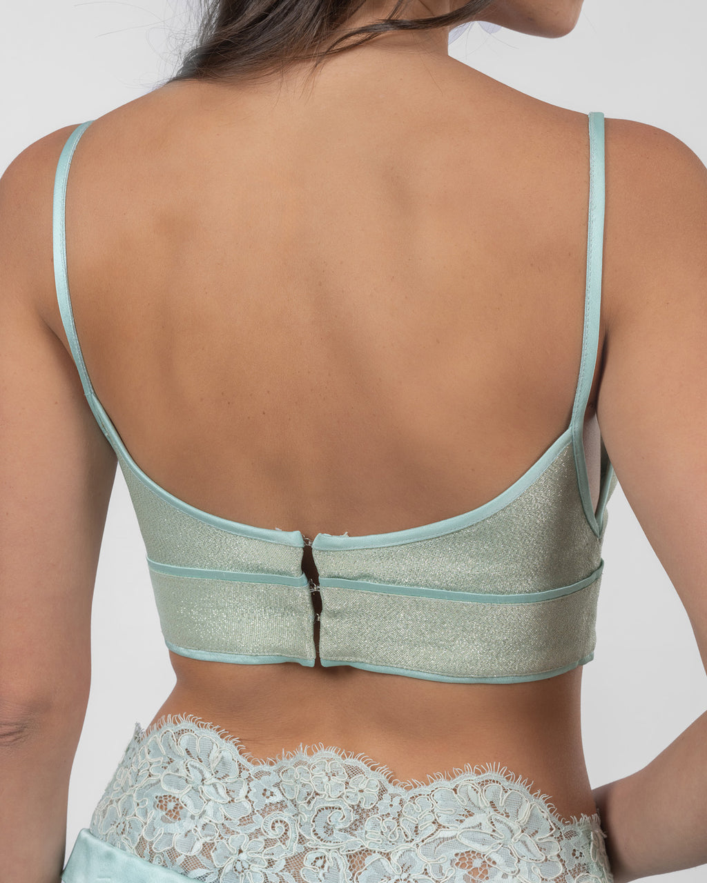 Pistachio Satin Brocade Bralette
