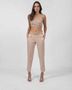 Powder Pink Satin Straight-Leg Trousers