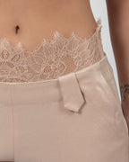 Powder Pink Satin Straight-Leg Trousers
